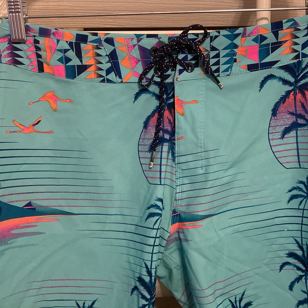 Billabong AquaBlue and Pink Board Shorts with Tropical Design SZ 28 - Picture 6 of 8